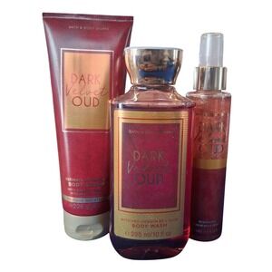 Rare Bath & Body Works Dark Velvet Oud 3Pcs set Shimmer Mist Shower Gel Cream